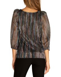 Trina Turk Finish Metallic Striped Puff-Sleeve Top at Neiman Marcus